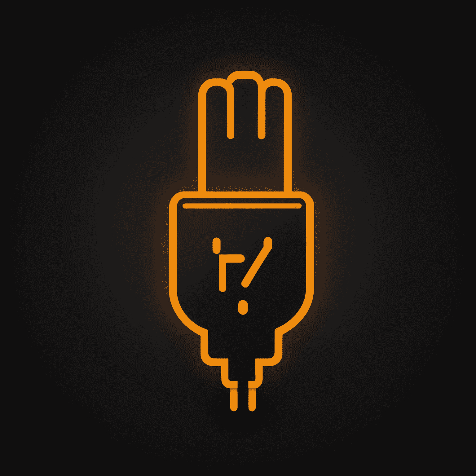 MBH Power Rentals Logo - A stylized power plug icon in neon orange on a deep matte black background