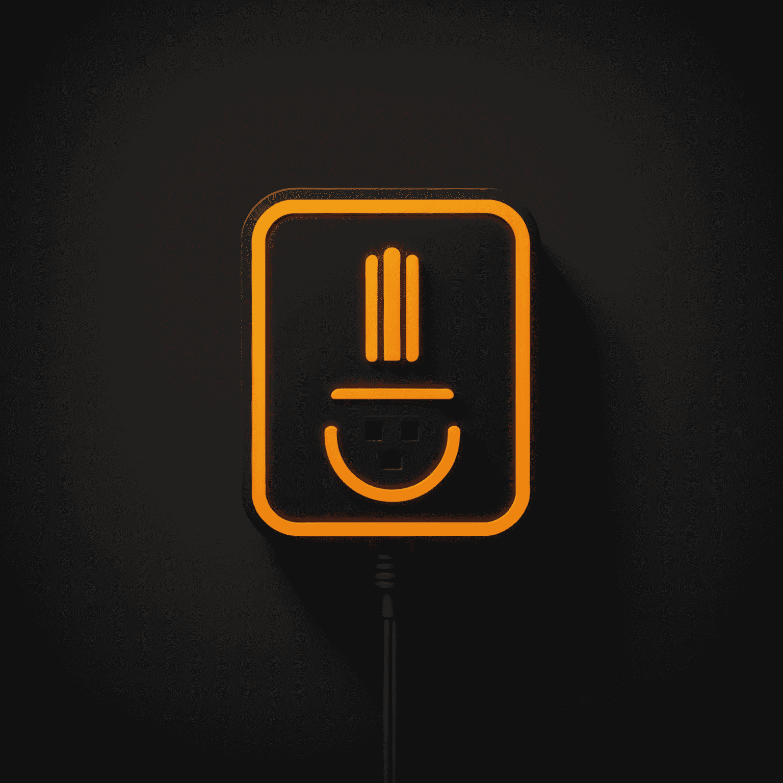 MBH Power Rentals Logo - A stylized power plug icon in neon orange on a deep matte black background