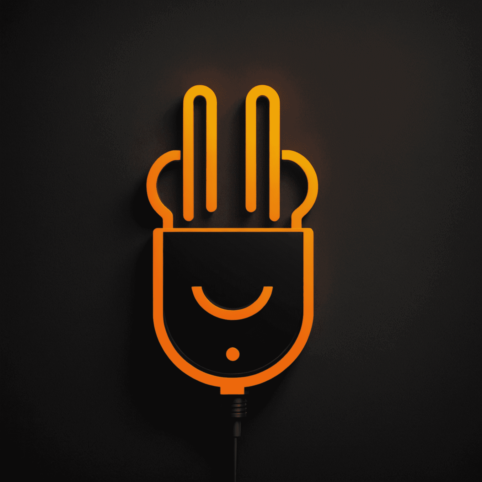 MBH Power Rentals Logo - A stylized power plug icon in neon orange on a deep matte black background