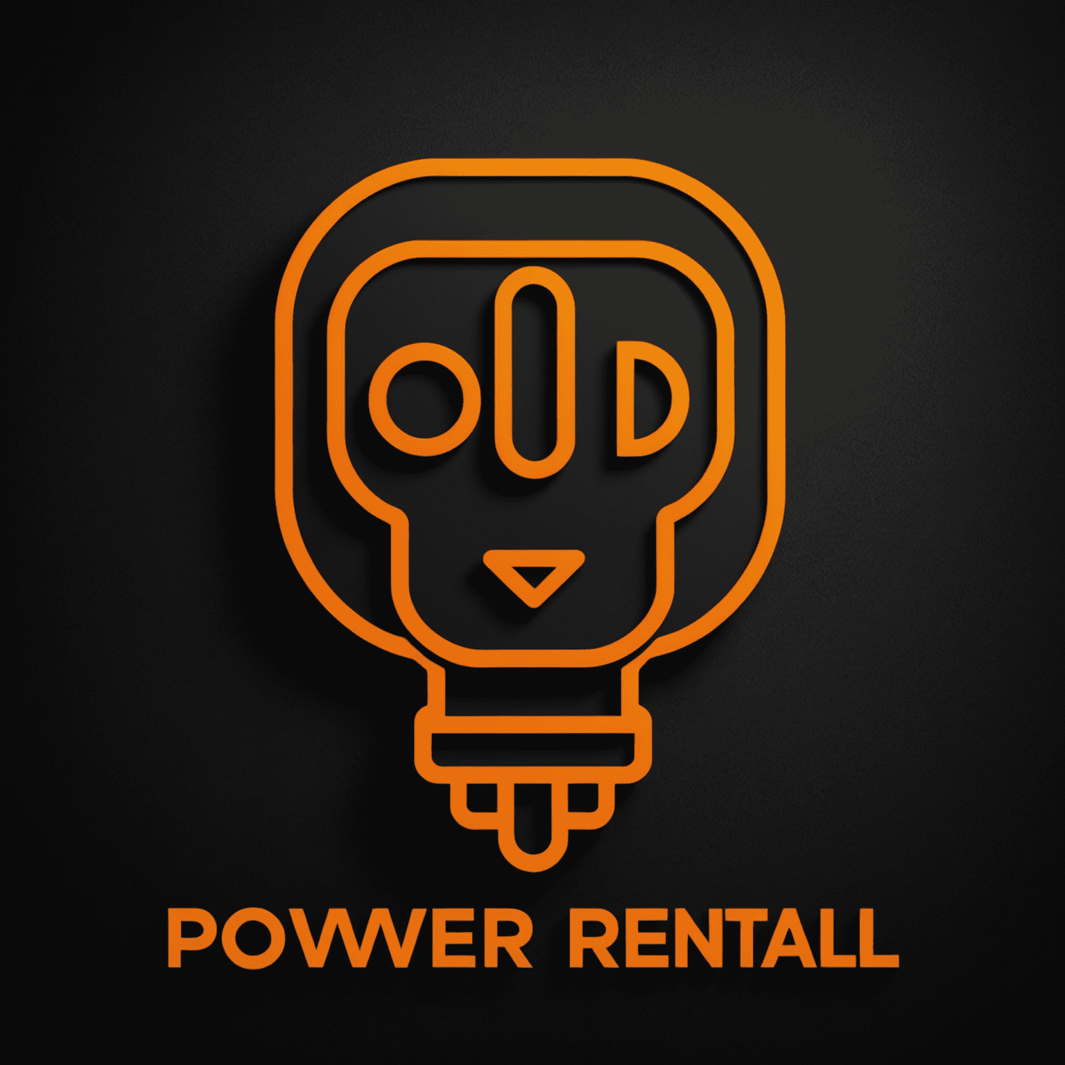 MBH Power Rentals Logo - A stylized power plug icon in neon orange on a deep matte black background