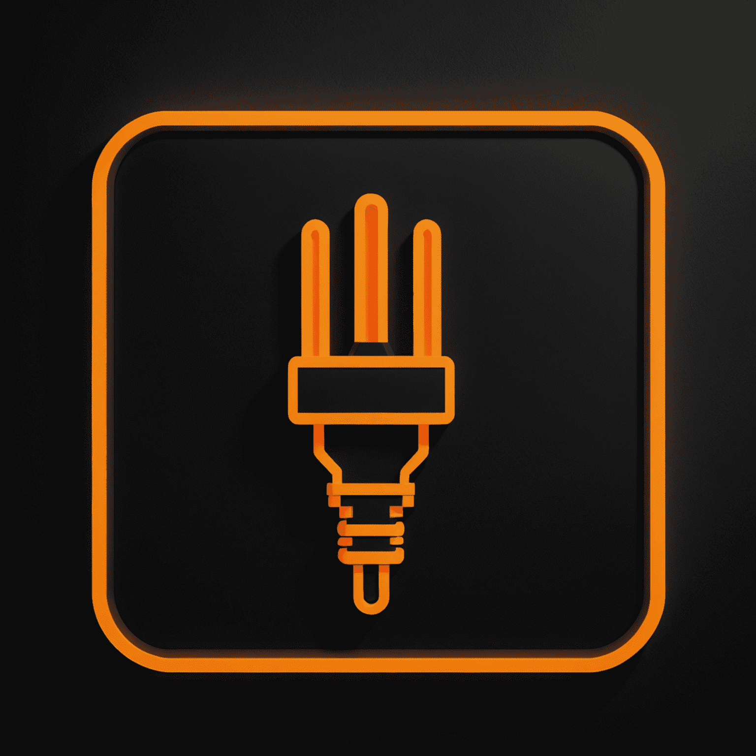 MBH Power Rentals Logo - A stylized power plug icon in neon orange on a deep matte black background