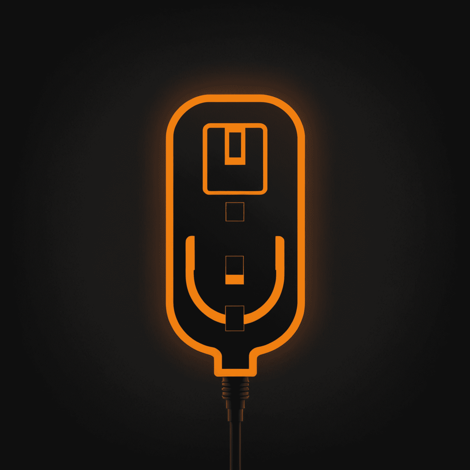 MBH Power Rentals Logo - A stylized power plug icon in neon orange on a deep matte black background