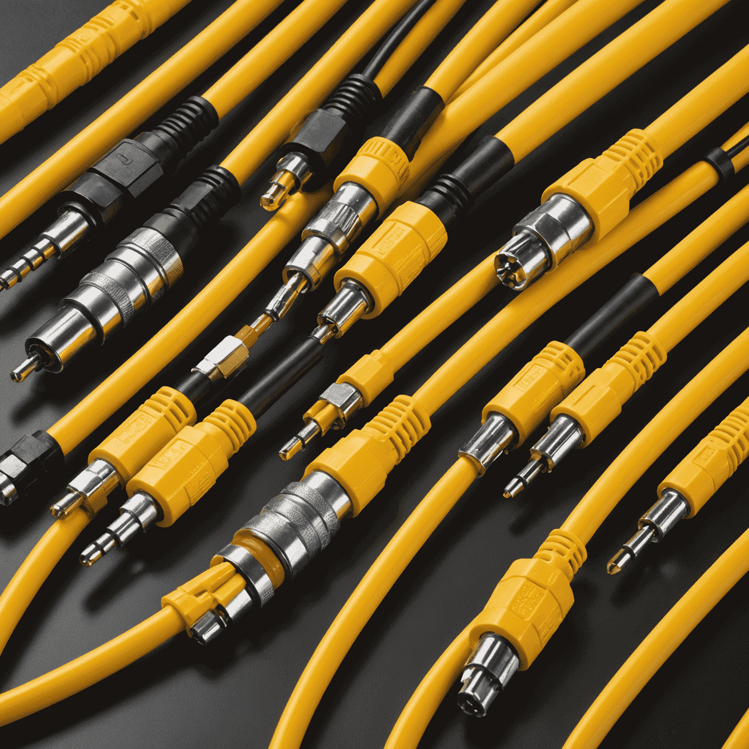 Heavy-duty power cables with various connectors and high-visibility protective coating