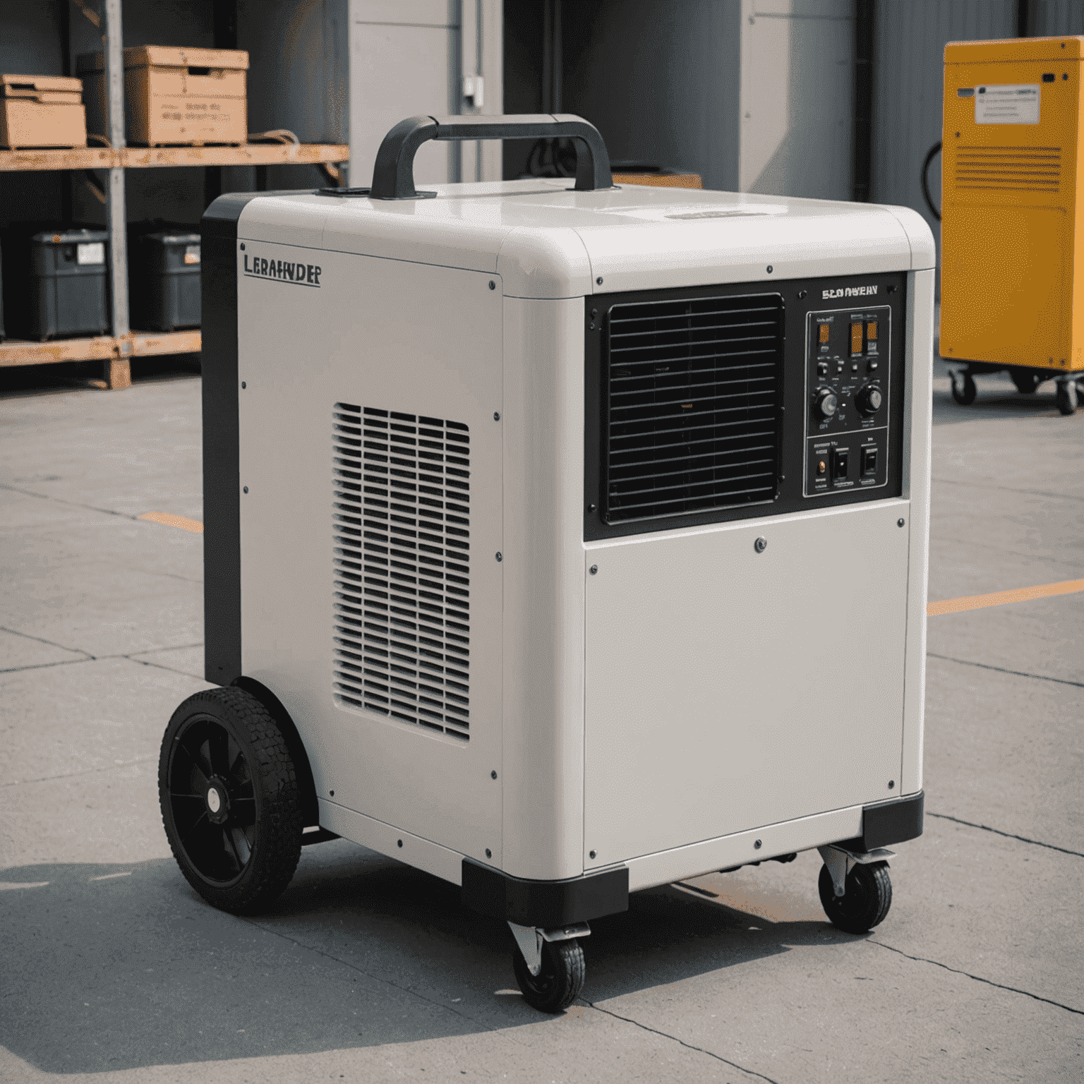 Industrial-grade dehumidifier for controlling moisture levels in various environments such as construction sites or flood-damaged areas